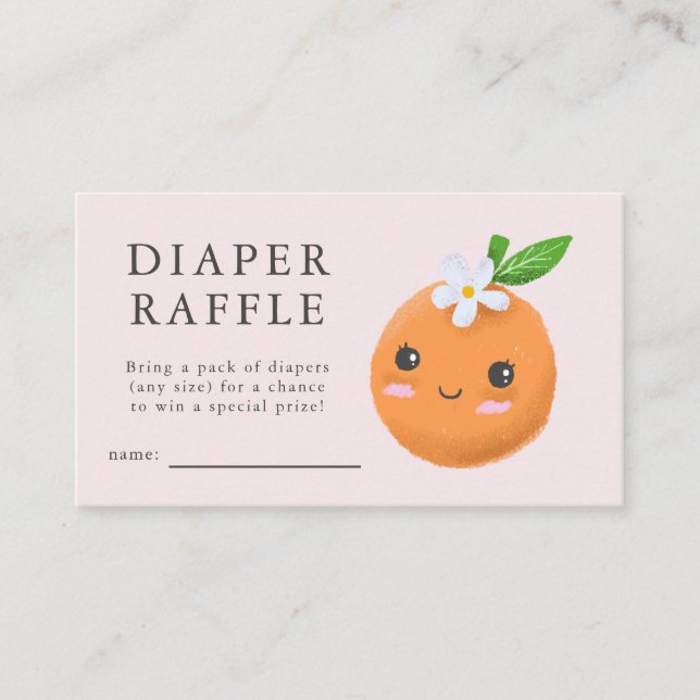 Little Cutie Pink Baby Shower Diaper Raffle Ticket Enclosure Card (Front)