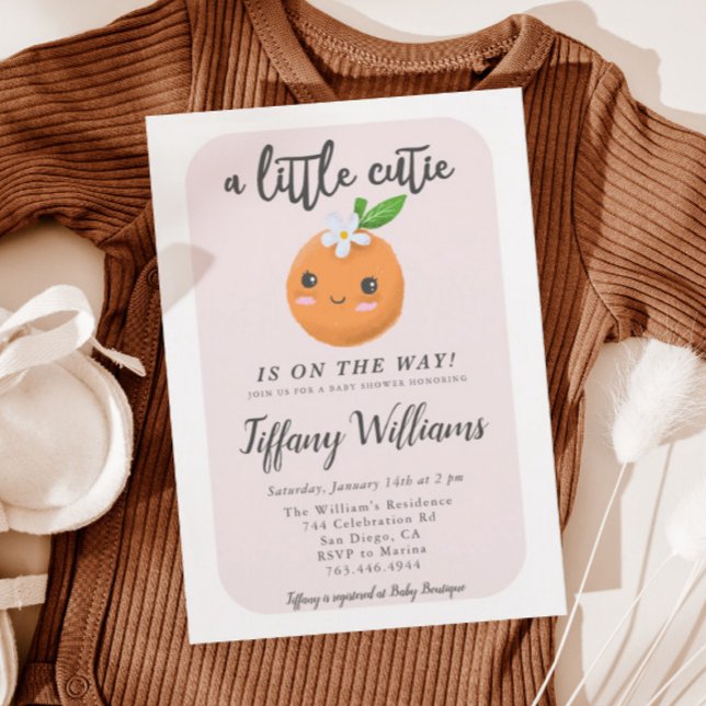 Little Cutie Pink Baby Shower Oranges Invitation (Creator Uploaded)