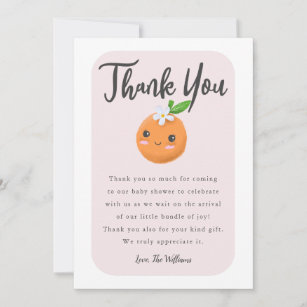 Little Cutie Pink Baby Shower Thank You Card