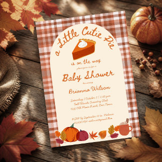 Little cutie pumpkin pie fall plaid baby shower invitation
