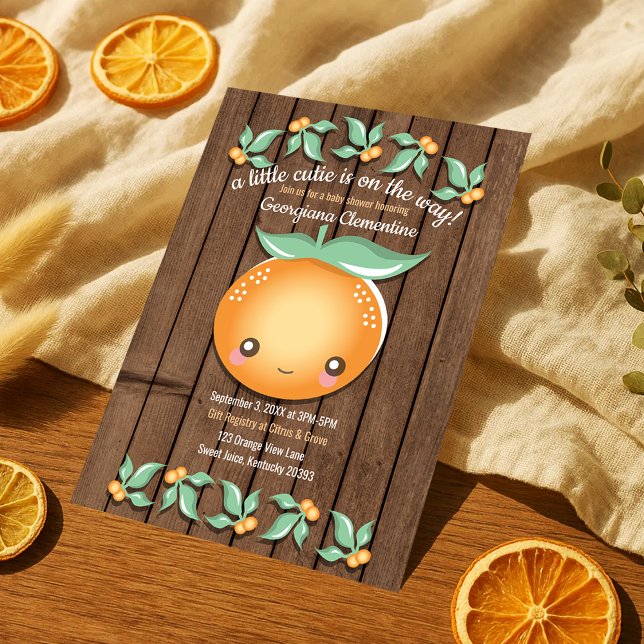 Little Cutie Rustic Citrus Clementines Baby Shower Invitation (Little Cutie Rustic Citrus Clementines Baby Shower Invitation)