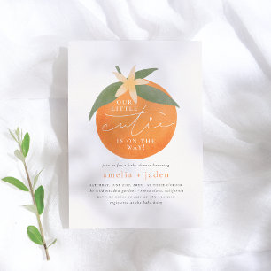 Little Cutie   Spring Orange Couple's Baby Shower Invitation