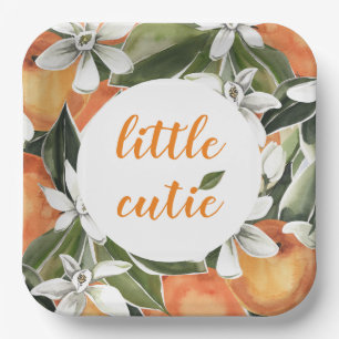 Little Cutie Square Paper Plates Orange Paper