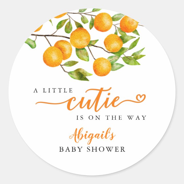 Little Cutie Summer Baby Shower Favour Classic Round Sticker (Front)
