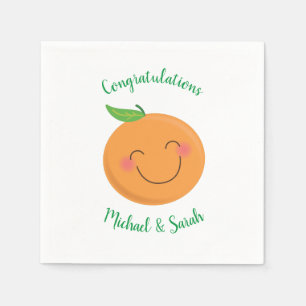 Little Cutie Tangerine Baby Shower Gender Neutral Napkin