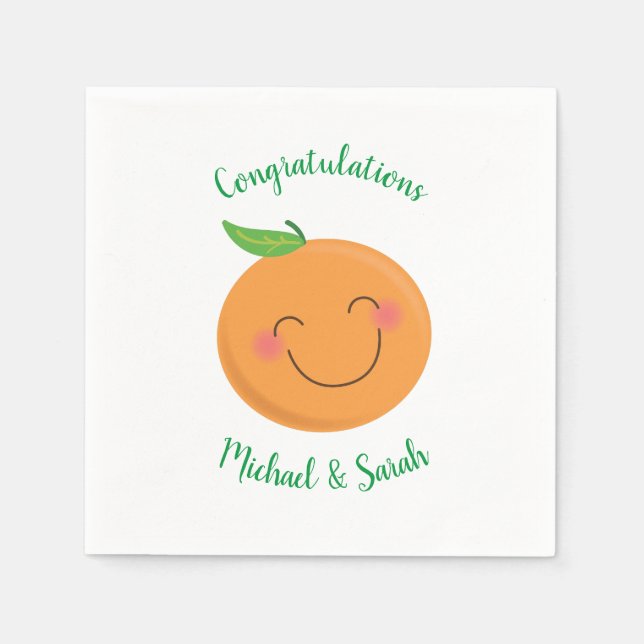 Little Cutie Tangerine Baby Shower Gender Neutral Napkin (Front)