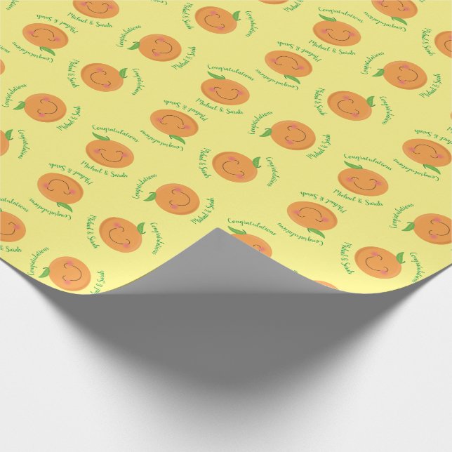 Little Cutie Tangerine Baby Shower Gender Neutral Wrapping Paper (Corner)