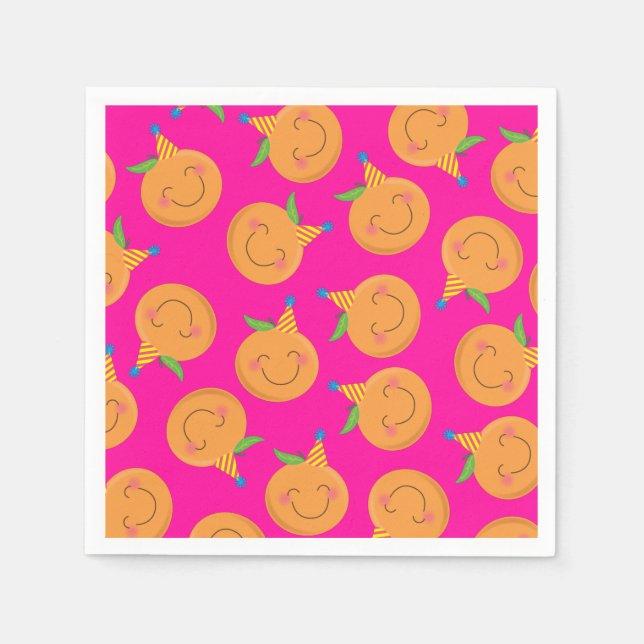 Little Cutie Tangerine Birthday Party Napkins (Front)