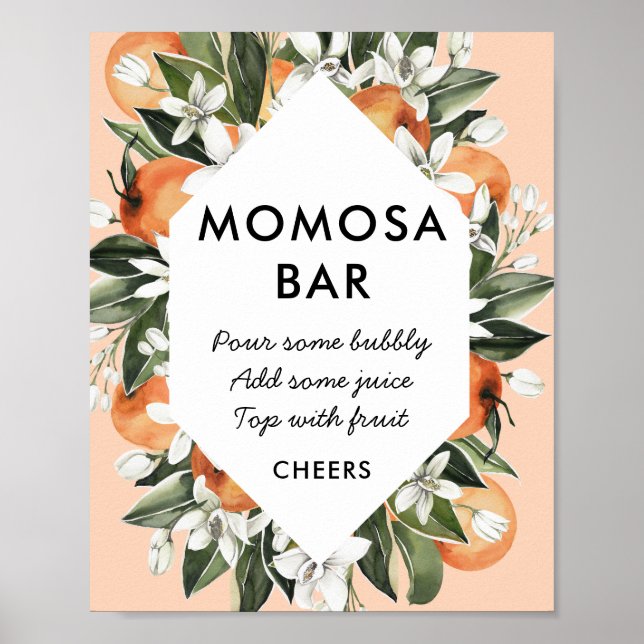 Little Cutie Themed Baby Shower Momosa Bar Poster (Front)