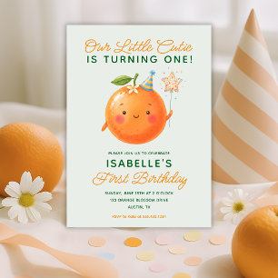 Little Cutie Turning One 1st Birthday Invitation