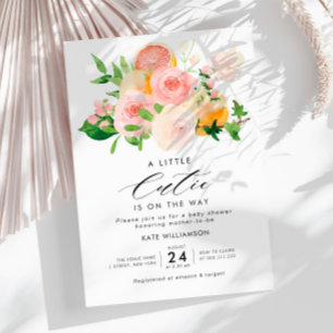 little cutie watercolor citrus baby shower invitation
