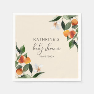little cutie watercolor citrus baby shower napkin