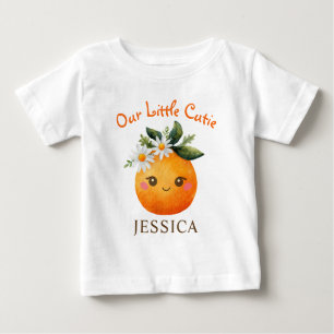 Little Cutie Watercolor Orange Fruit Baby Name Baby T-Shirt