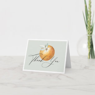 Little Cutie Watercolor Orange Thank You Card