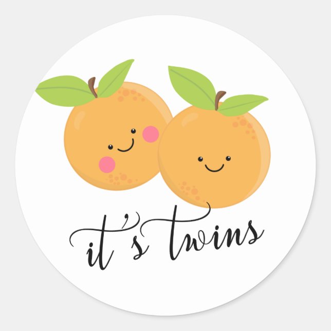 Little Cuties It's Twins Favour Classic Round Sticker (Front)
