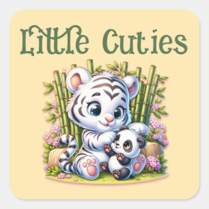 Little Cuties Panda & Tiger Square Sticker