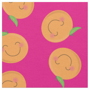 Little Cuties Tangerines Citrus Fruit Pink Fabric