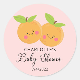 Little Cuties Twins Baby Shower Classic Round Sticker