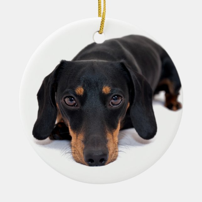 Little Dachshund Ceramic Ornament (Front)