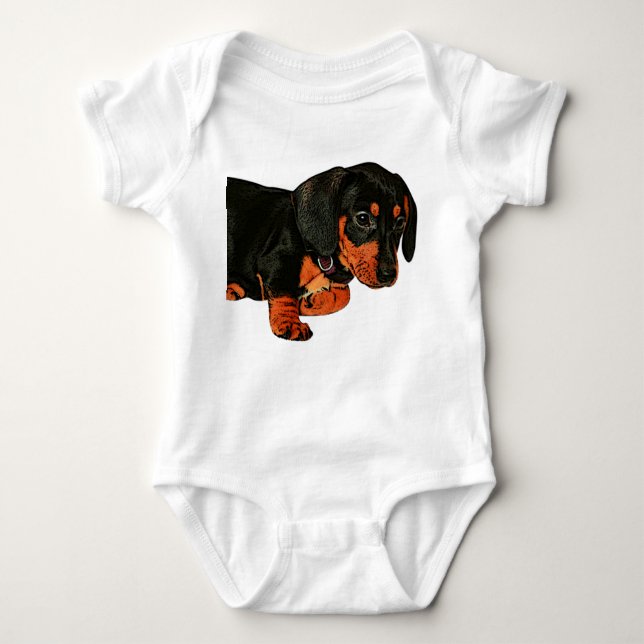 Little Dachshund Design Baby Bodysuit (Front)