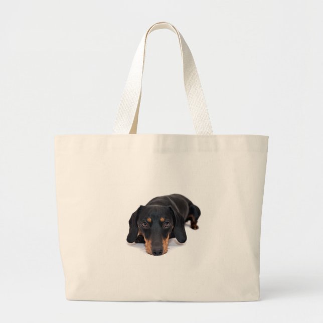 Little Dachshund Large Tote Bag (Front)