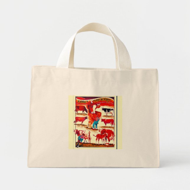 "Little Dairy Farm Kids Cow Carrier" Mini Tote Bag (Front)