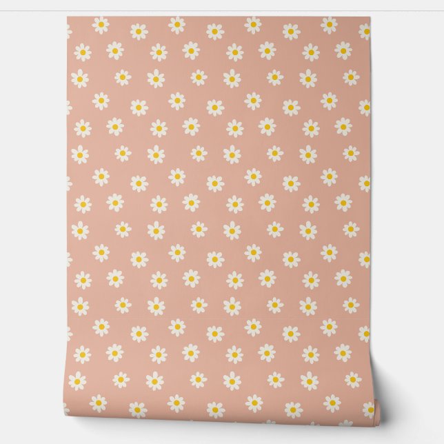 Little Daisies - dusty apricot Wallpaper (Unrolling)