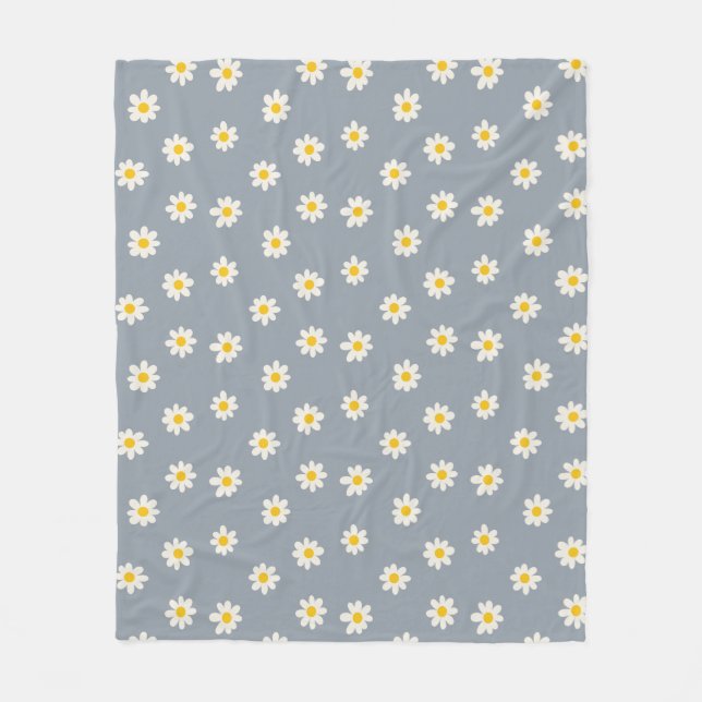 Little Daisies - dusty steel grey Fleece Blanket (Front)