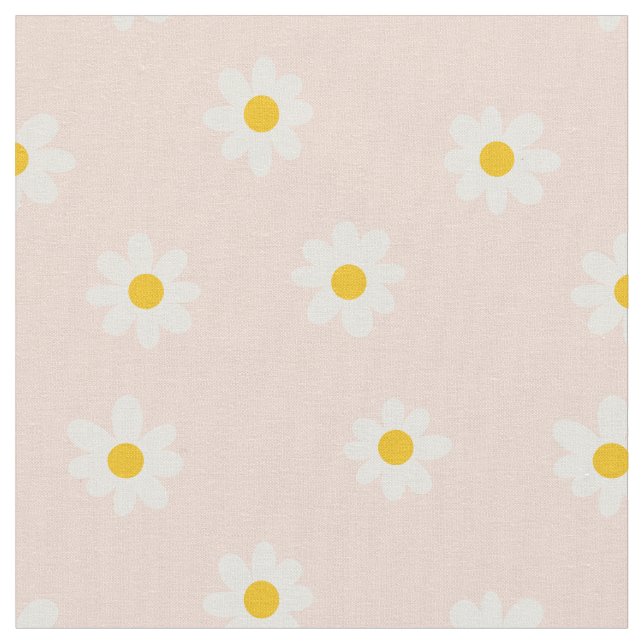Little Daisies - soft apricot Fabric (Close Up)