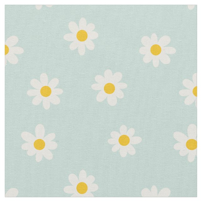 Little Daisies / soft teal  Fabric (Close Up)