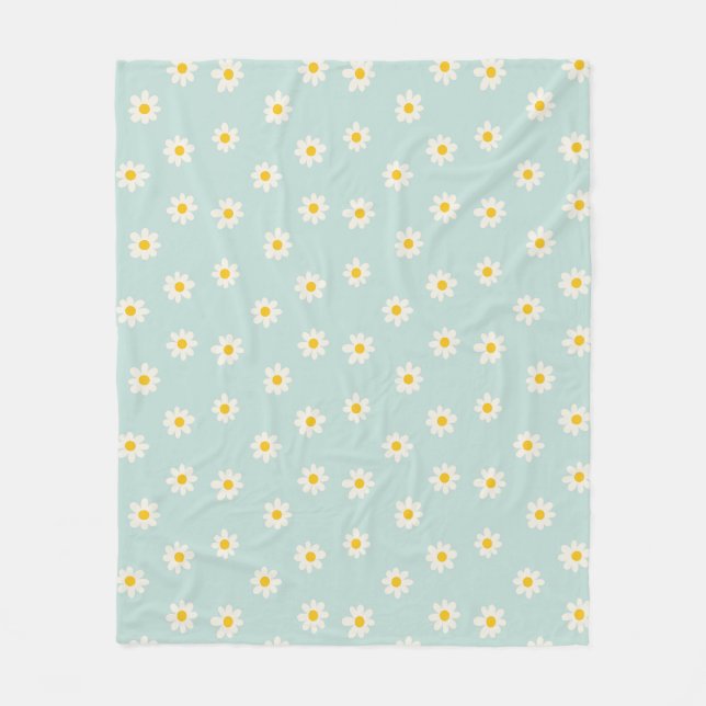 Little Daisies - soft teal Fleece Blanket (Front)