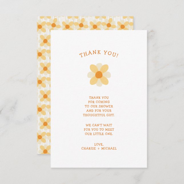 Little Daisy baby shower thank you note (Front/Back)