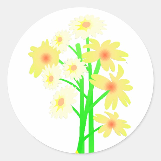 Little Daisy Bouquet Classic Round Sticker (Front)