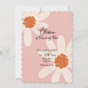 Little Daisy Theme Girl Birthday Invitation