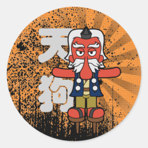 Little Daitengu Yokai Grunge Classic Round Sticker