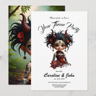 Little Dark Forest Demon –Cute Gothic Fantasy Girl Invitation