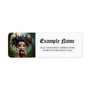 Little Dark Forest Demon –Cute Gothic Fantasy Girl Return Address Label