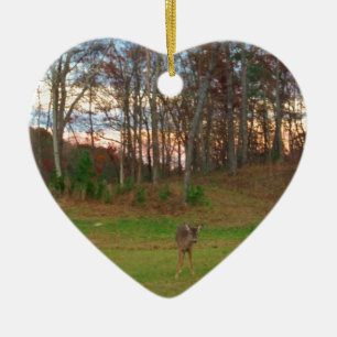 Little Deer &a Pink Sunset Ceramic Ornament