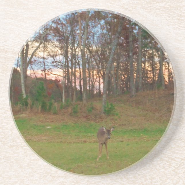 Little Deer &a Pink Sunset Coaster (Front)
