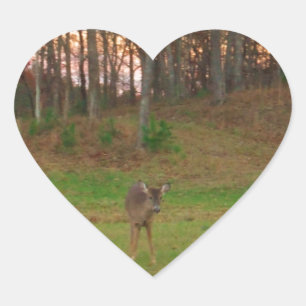 Little Deer &a Pink Sunset Heart Sticker
