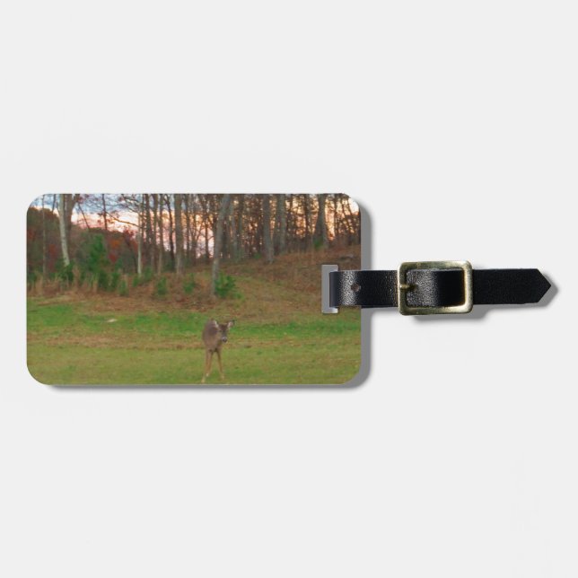 Little Deer &a Pink Sunset Luggage Tag (Front Horizontal)