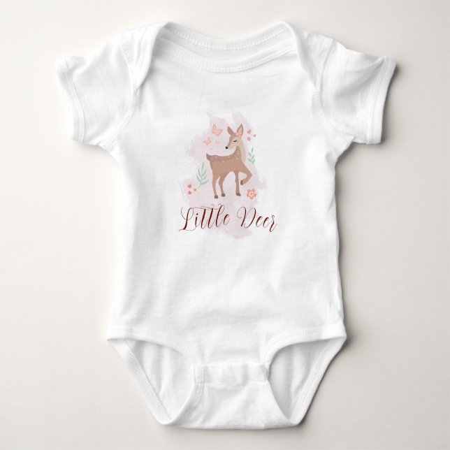 Little deer baby bodysuit, woodland animal bodysuit (Front)