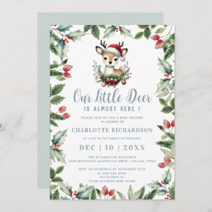 Little Deer Baby Shower Cute Winter Christmas Boy Invitation