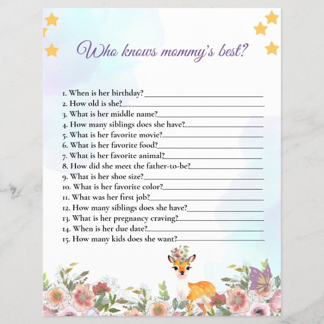 Little deer, Big Joy Pink flower Baby Shower theme Flyer (Front)