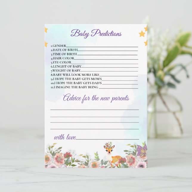 Little deer, Big Joy Pink flower Baby Shower theme Invitation (Standing Front)