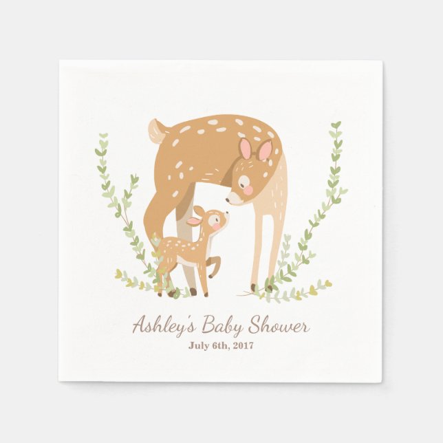 Little Deer Paper Napkin woodland Baby Shower (Front)