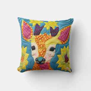 Little Deer Quilt Like Design Cushion