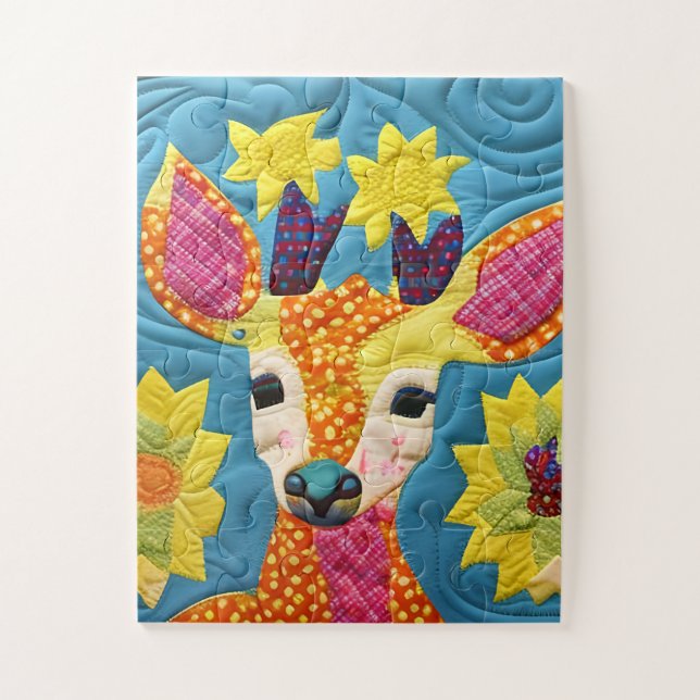 Little Deer Quilt Like Design  Jigsaw Puzzle (Vertical)