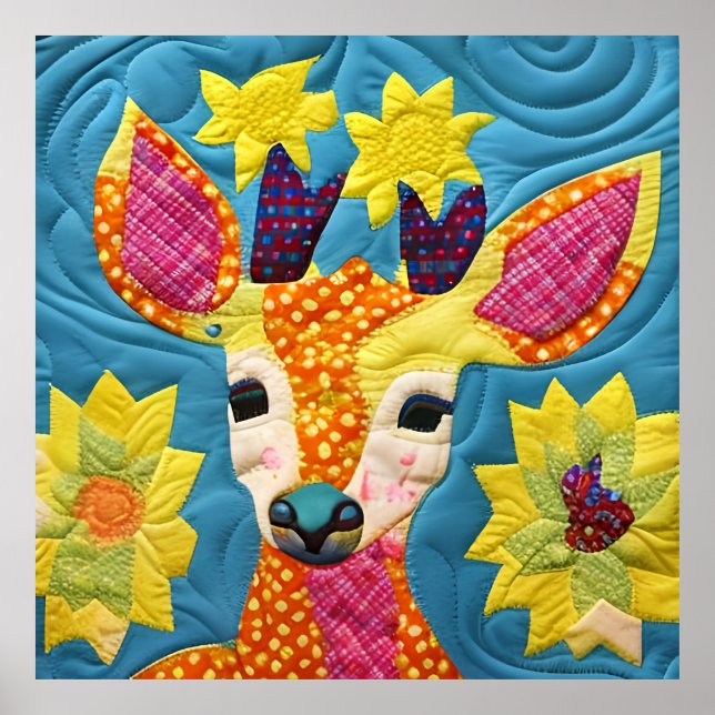Little Deer Quilt Like Design  Poster (Front)