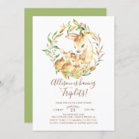 Little Deer Triplets Baby Shower Invitations
